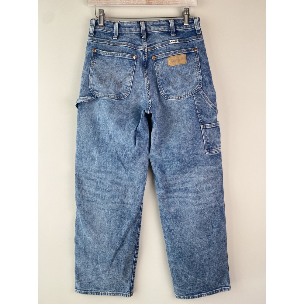 Wrangler Womens Carpenter Jeans 28 Blue High Rise Straight Leg Utility 90s Baggy - Picture 7 of 16